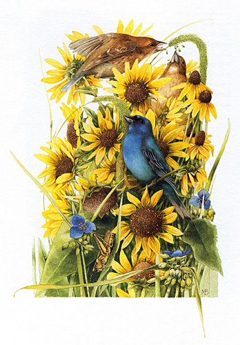 Birds in Sunflowers